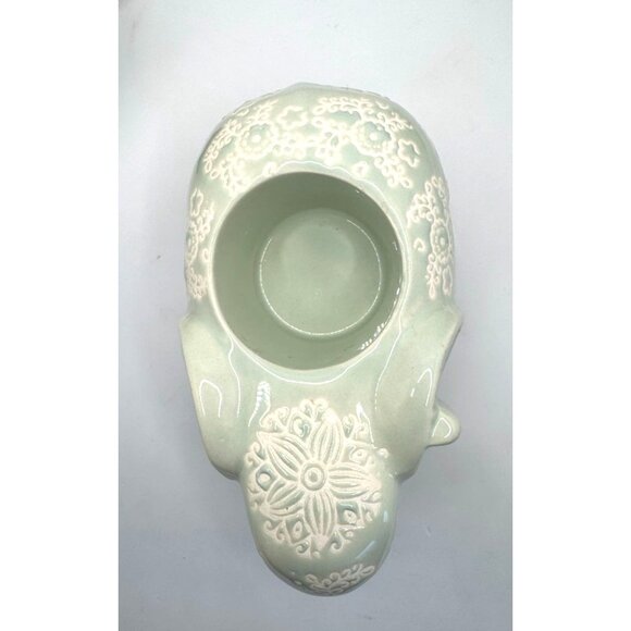 Ceramic Elephant-Shaped Succulent Holder With Intricate Floral Patterns - Picture 5 of 12